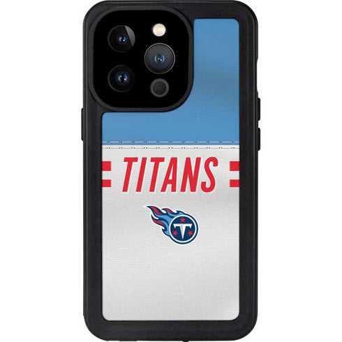 NFL Tennessee Titans White Striped iPhone 15 Pro Waterproof Case